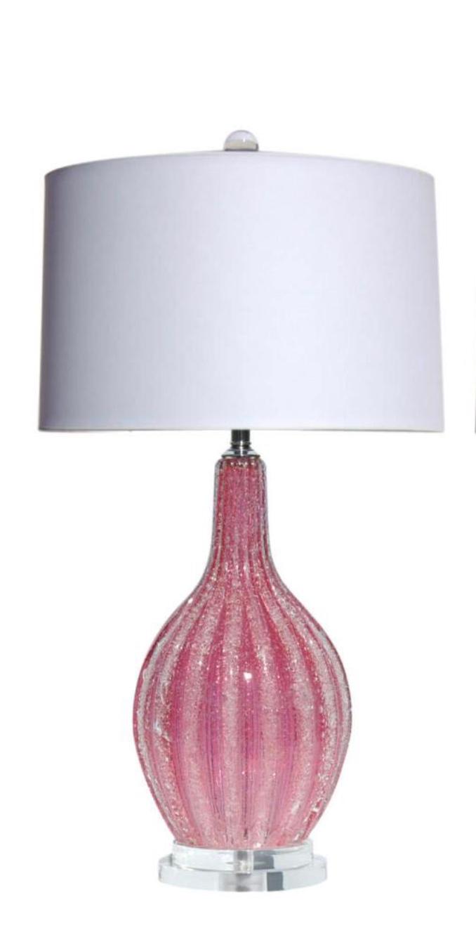 Gymnast Gladys peeling Vintage Murano Glass Pulegoso Table Lamp Pink - Swank Lighting