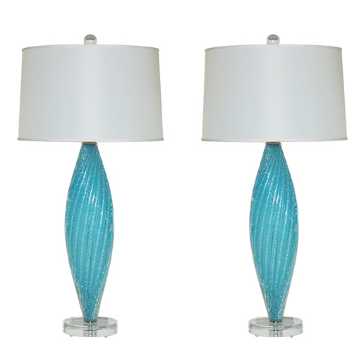 Blue Pulegoso Vintage Murano Lamps