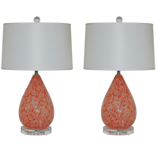 Vintage Murano Table Lamps in Tobasco