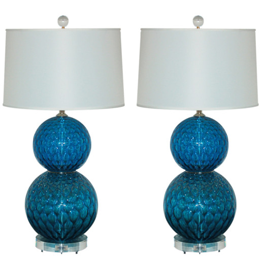 Pair of Vintage Murano Stacked Ball Lamps