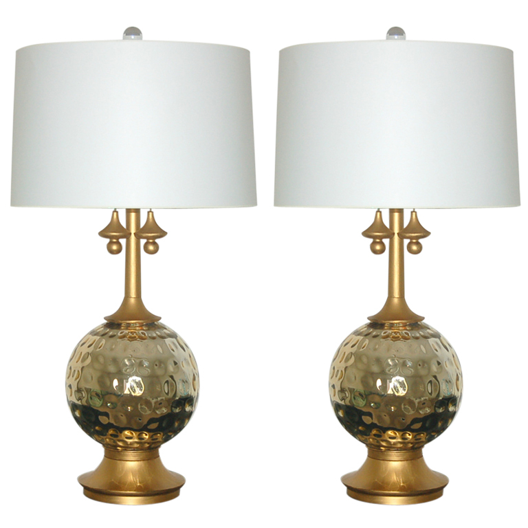 Pair of Vintage Mercury Glass Lamps in Champagne