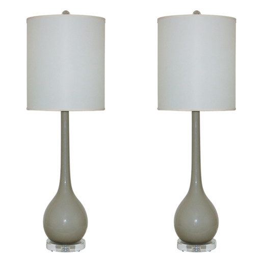 Murano Long Neck Table Lamps in Dove Gray