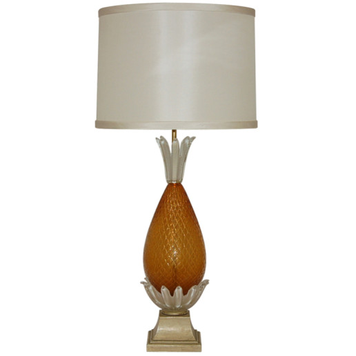 Butterscotch Opaline Pineapple Vintage Murano Lamp 