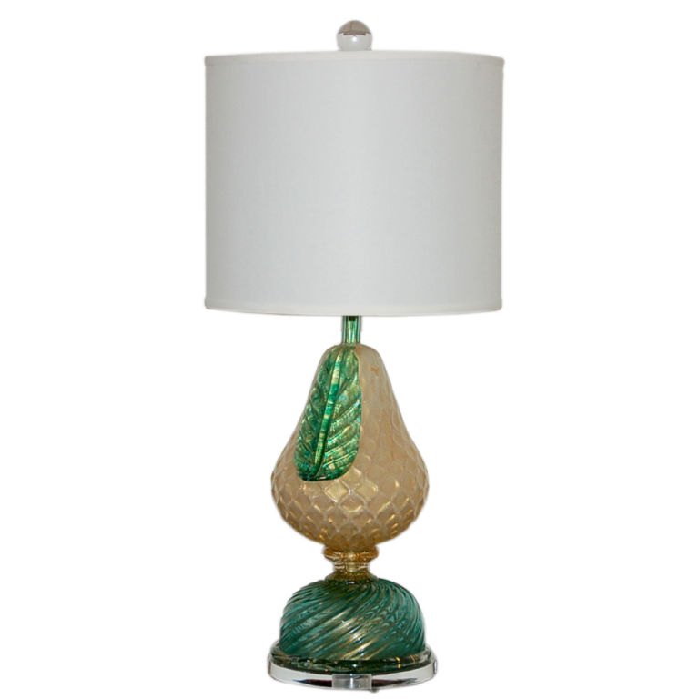 Murano Pear Design Lamp with 24kt Gold