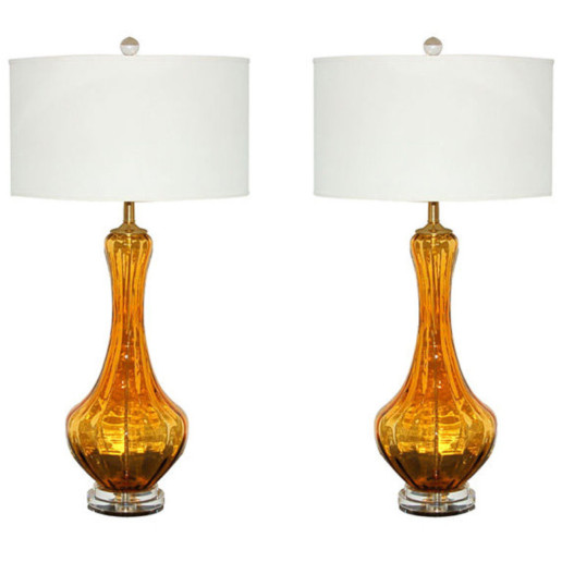 Petticoat Lamps of Rich Butterscotch Murano Glass