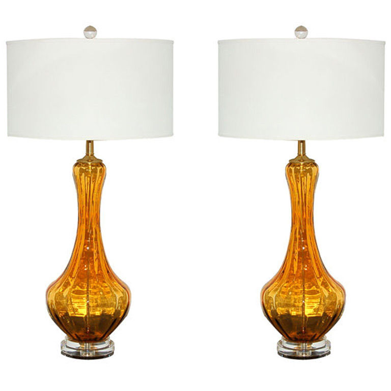 Petticoat Lamps of Rich Butterscotch Murano Glass
