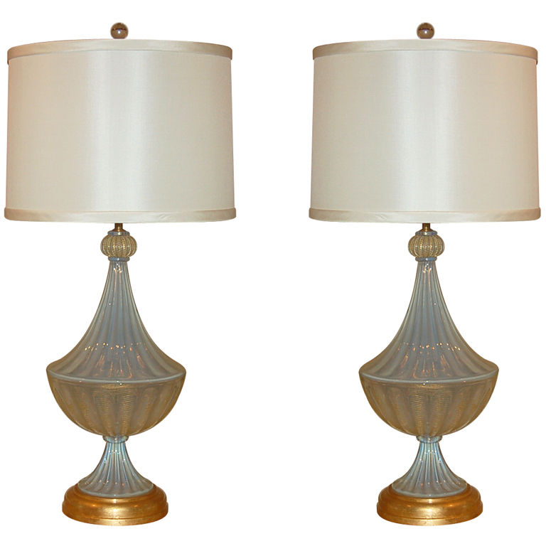 Marbro Lamp Company -  Murano Lamps of White Opaline