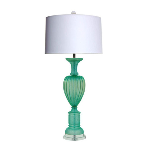 The Marbro Lamp Company - Aqua Green Murano Lamp with Acidato Finish
