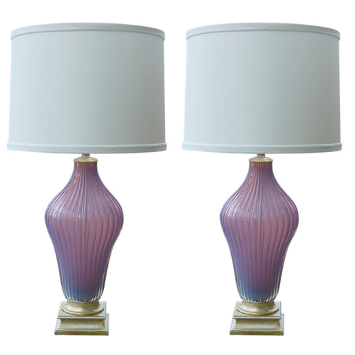 Marbro Lamp Company - Murano Lamps of Lilac Opaline