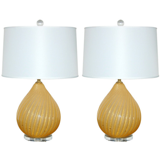 Buttercotch Pulegoso Murano Gourd Lamps