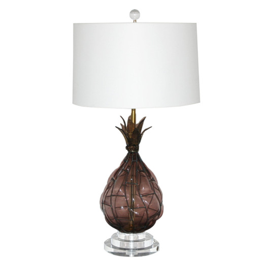 Pineapple Murano Caged Glass Lamp in Amethyst