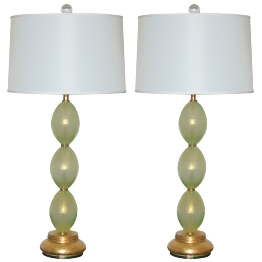 Stacked Egg Murano Lamps in Celadon