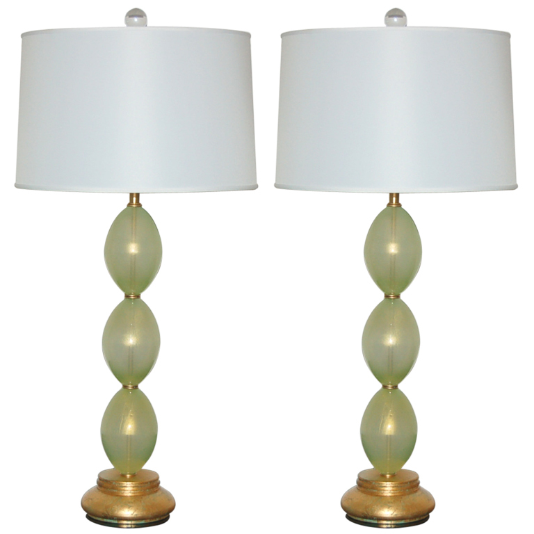 Stacked Egg Murano Lamps in Celadon