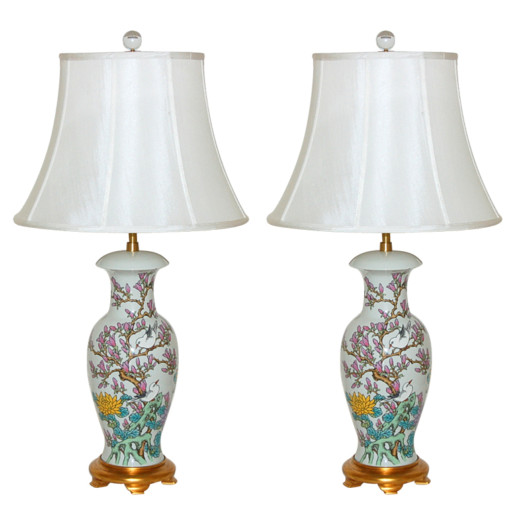 The Marbro Lamp Company - Pair of Hand Painted Porcelain Lamps 
