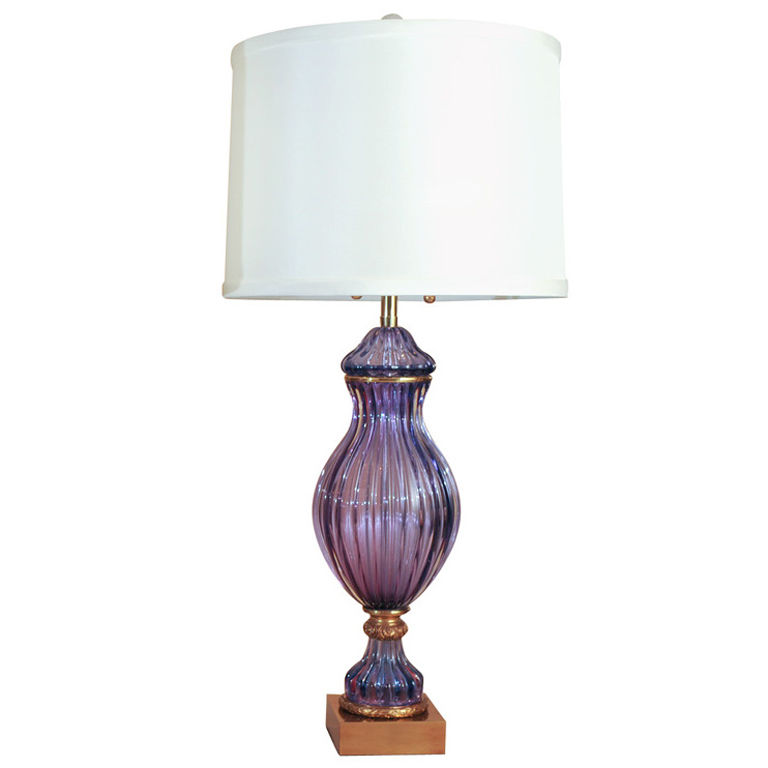 Vintage purple glass lamp new arrivals