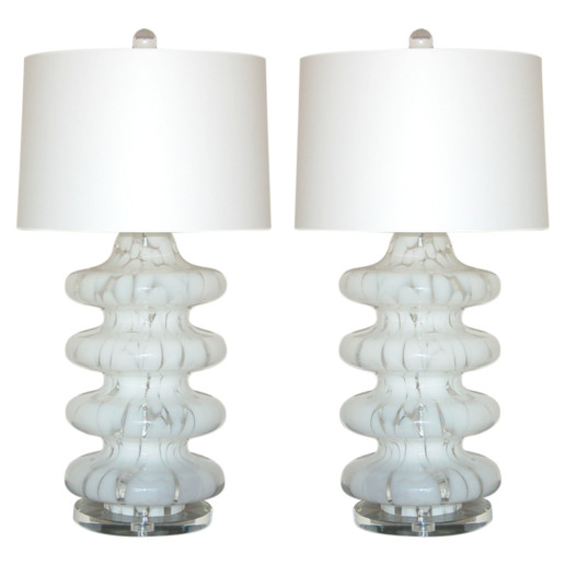 Four Tiered Mottled Lamps of White and Clear