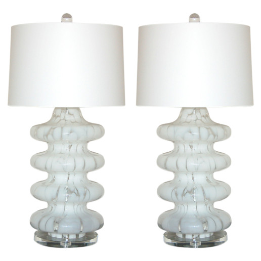Four Tiered Mottled Lamps of White and Clear
