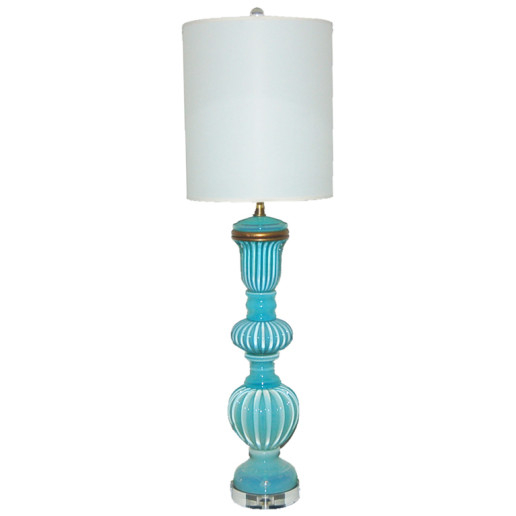 The Marbro Lamp Company - Vintage Opaline Murano Lamp in Aqua