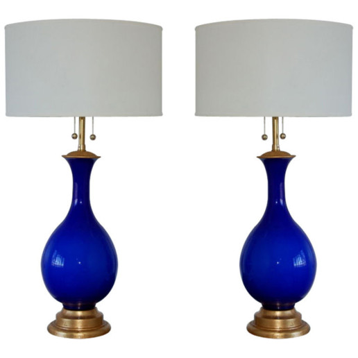 Marbro Lamp Company - Murano Lamps of Cobalt Blue