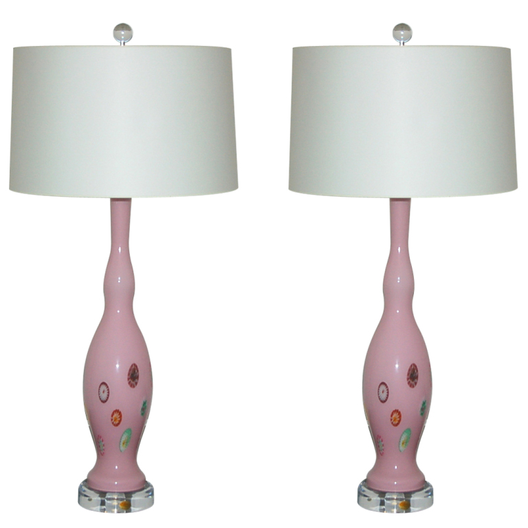 Soft Pink Vintage Millifiore Murano Lamps