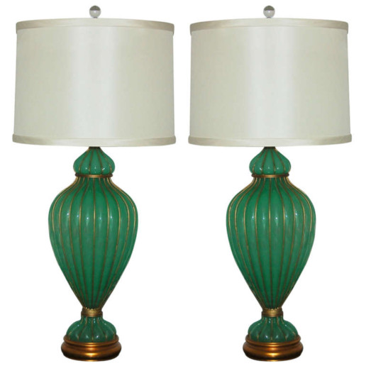 Marbro Lamp Company - Murano Lamps of Mint Opaline
