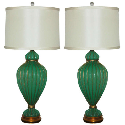Marbro Lamp Company - Murano Lamps of Mint Opaline