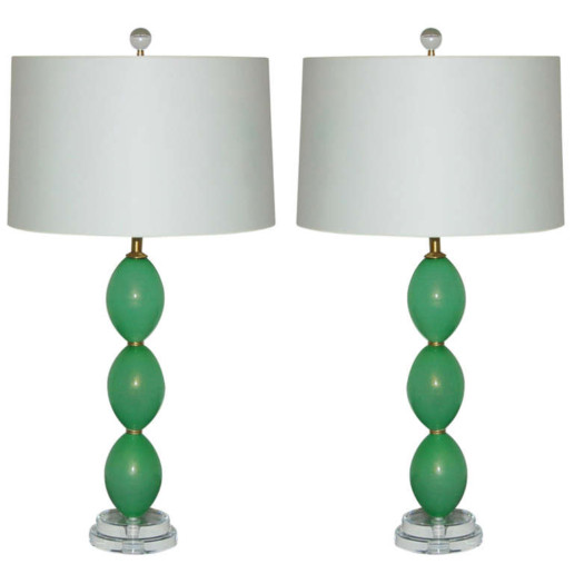 Stacked Egg Murano Lamps in Lime Mint