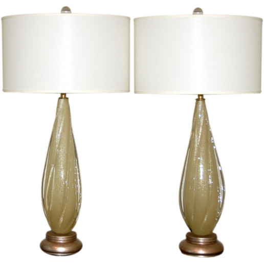 Vintage Murano Winged Table Lamps in Caramel 