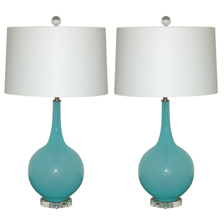 Box Blue Murano Table Lamps, Aqua Table Lamp