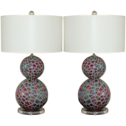 Extremely Rare Murano Table Lamps in Tiffany Design