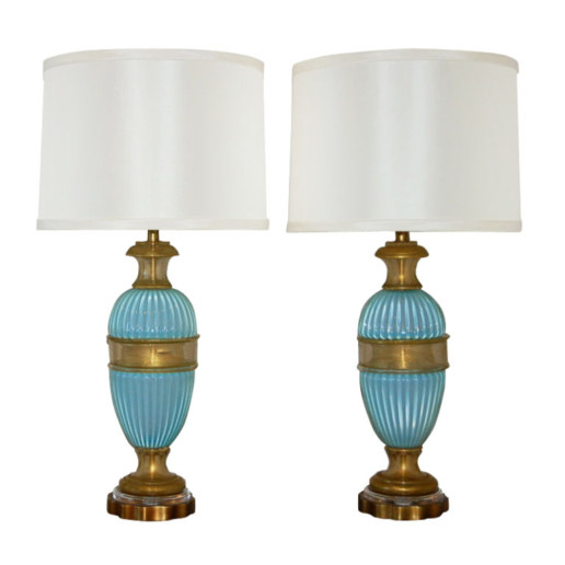 Marbro Lamp Company - Murano Lamps of Sky Blue Opaline