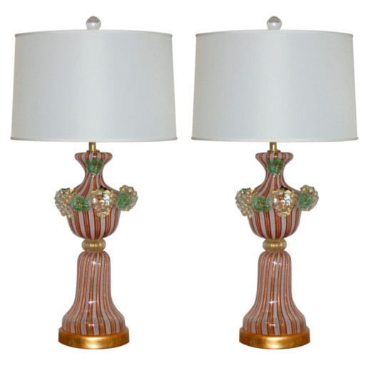 Classic Filigrana Lamps with Applied Fruit in Terra Cotta