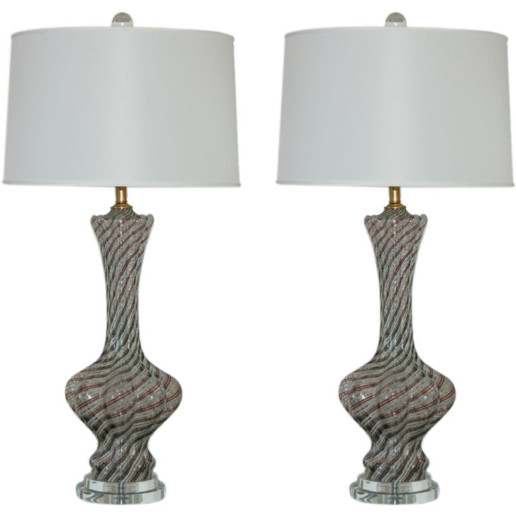 Classic Filigrana Lamps on Lucite of Bronze