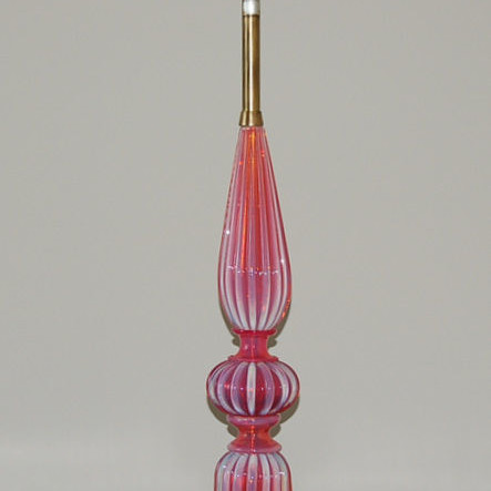 The Marbro Lamp Company - Raspberry Opaline Murano Lamp by Barovier & Toso