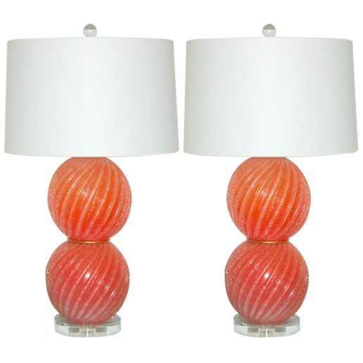 Stacked Melon Ball Lamps of Murano Glass Pulegoso