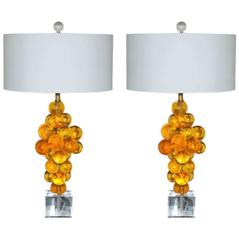 Bubble Lamps of Resin in Butterscotch by Silvano Pantani, 1966