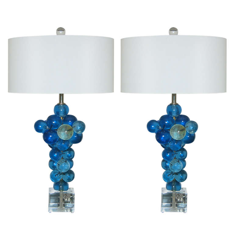 Bubble Lamps of Resin by Silvano Pantani, 1966, in Blue Green