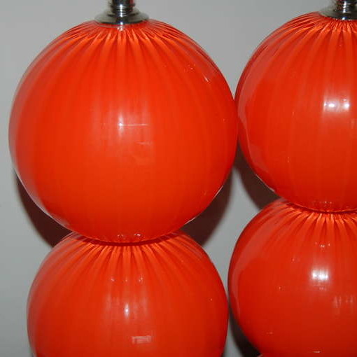 Handblown Glass Lamps in Vermillion by Joe Cariati