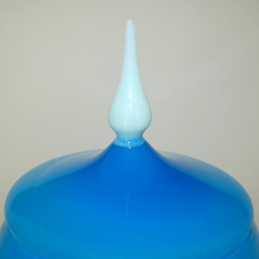 Vintage Murano Lidded Compote in Blue Opaline