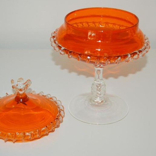 Vintage Murano Lidded Compote in Tangelo