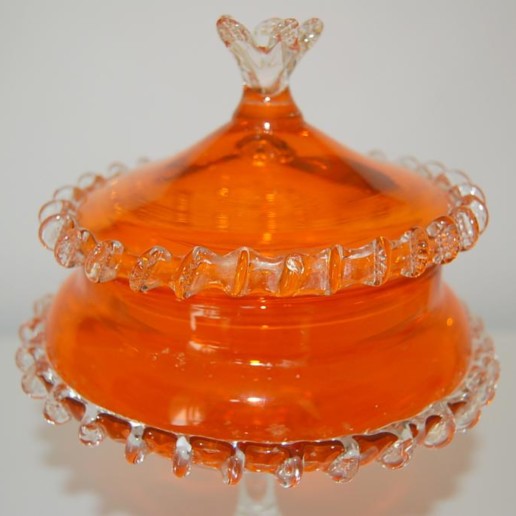 Vintage Murano Lidded Compote in Tangelo