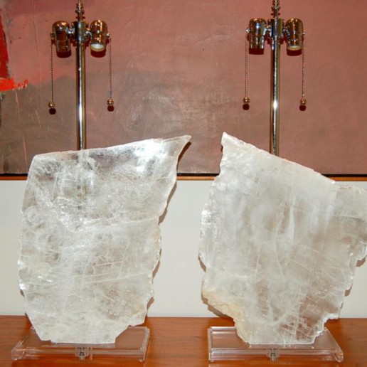 Matched Pair of Selenite Table Lamps