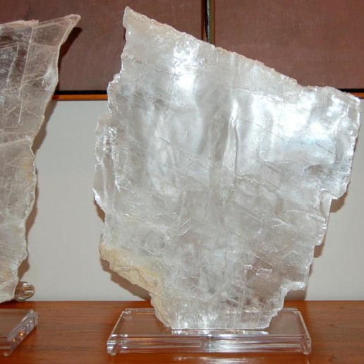 Matched Pair of Selenite Table Lamps