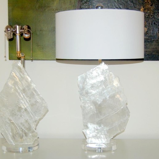 Pair of Selenite Table Lamps by Swank Lighting