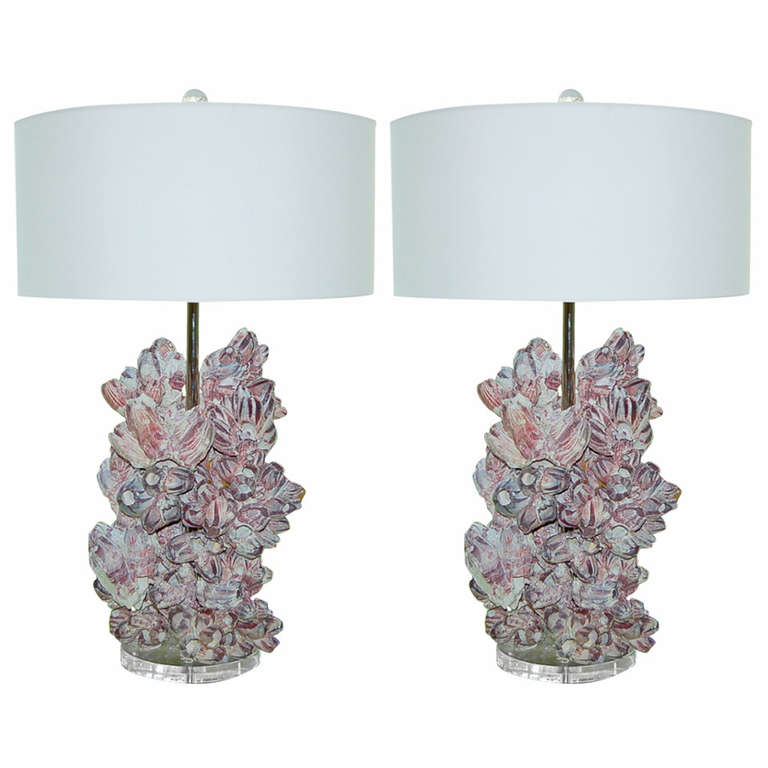 Pair of Monumental Barnacle Lamps by Swank Lighting