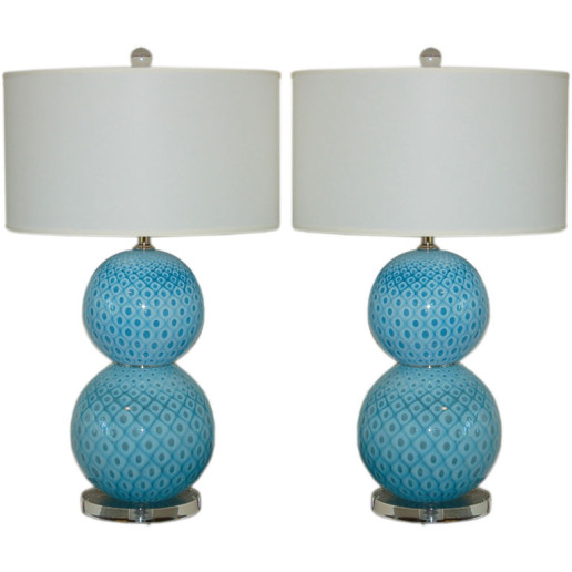 Giorgio Ferro - Stacked Ball Murano Lamps with Peacock Design
