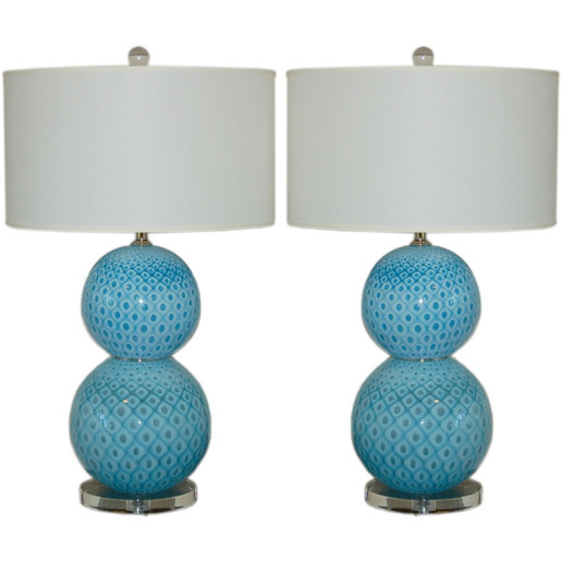 Giorgio Ferro - Stacked Ball Murano Lamps with Peacock Design