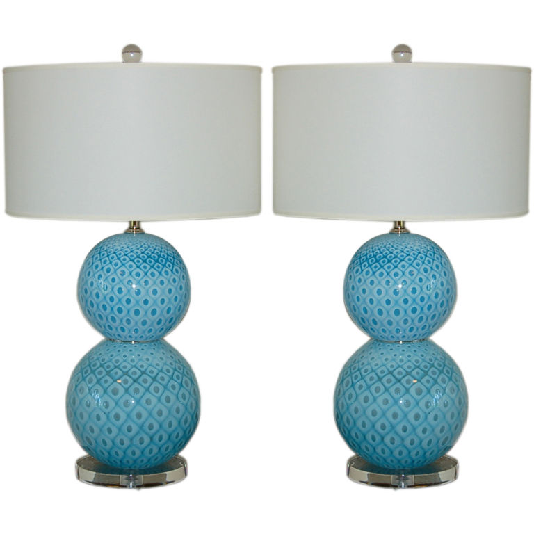 Giorgio Ferro - Stacked Ball Murano Lamps with Peacock Design