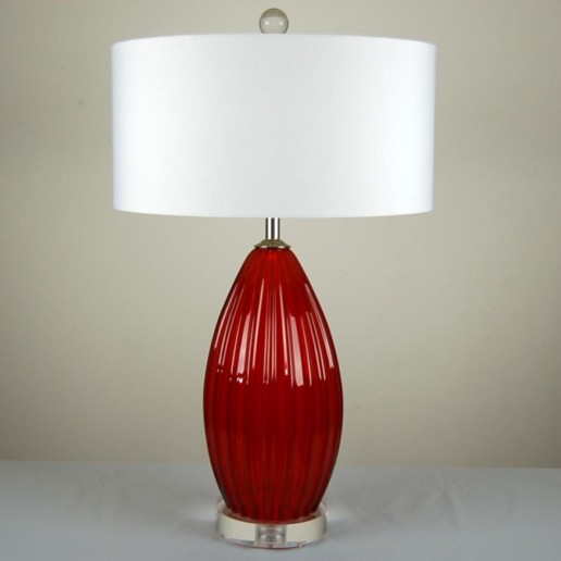 Ruby Red Murano Lamps on Lucite
