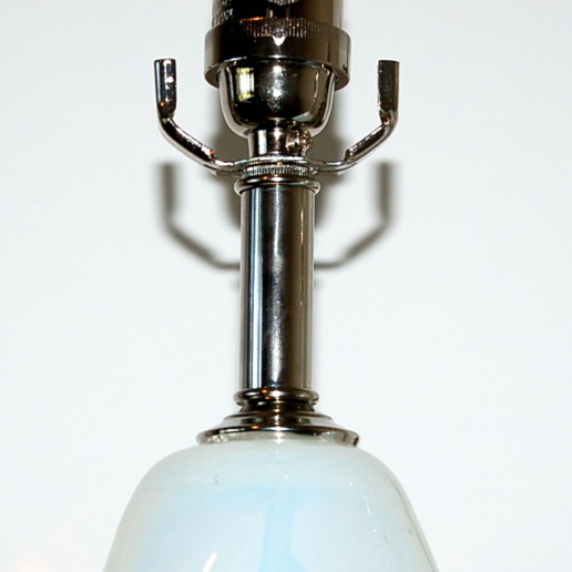 Opaline Murano Table Lamps on Nickel